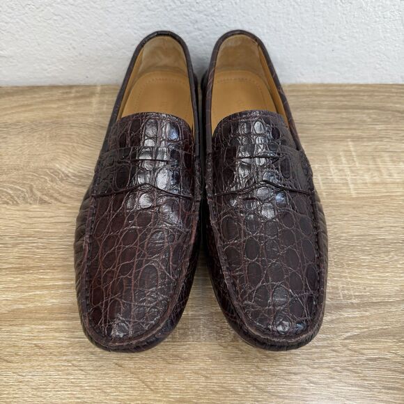 Giorgio Armani Crocodile Leather Loafers Moc Toe Men\'s 6.5 Brown Burgundy Italy main image 11